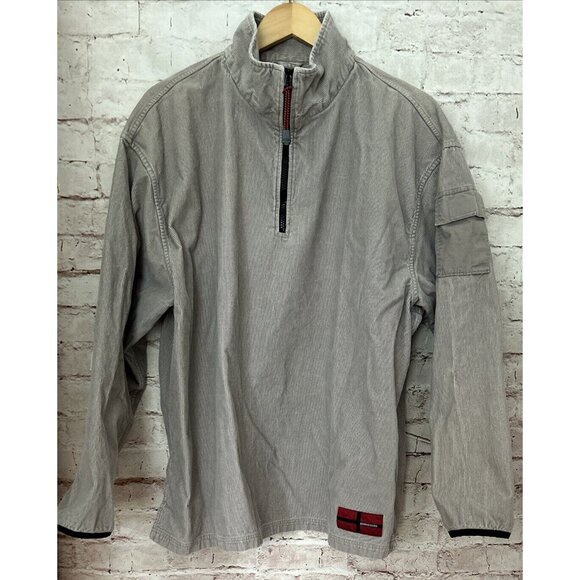 Vintage Structure Shirt Mens XL Corduroy Gray Beige Pullover Shacket Y2K 90s - Picture 1 of 6